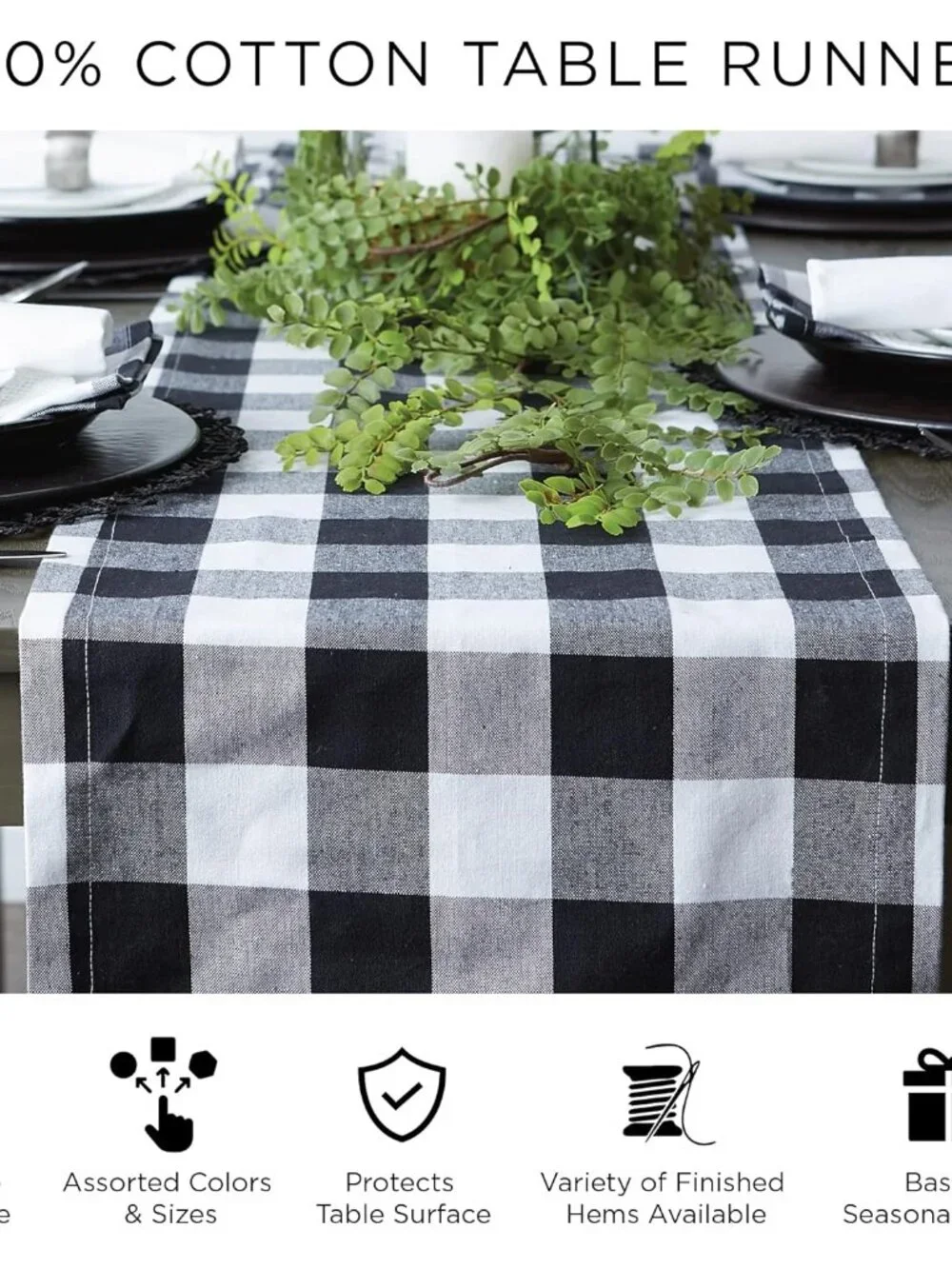 Farmhouse Braided Stripe Table Runner Collection, 15x72 15x77, Fringe Included, - Picture 10 of 11